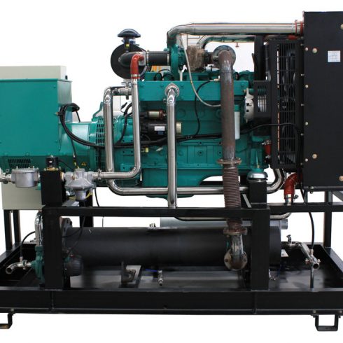 30kw 37.5kva cummins hout gas generator set gecombineerd met warm water output
